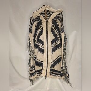 Free People Black and Cream Knit Sweater